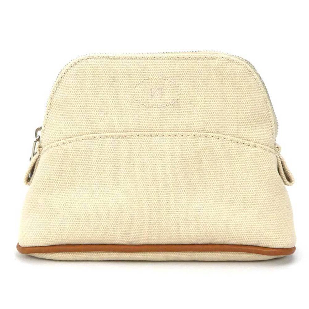 Hermes Pouch Bolide Mini Canvas Light Beige Unisex