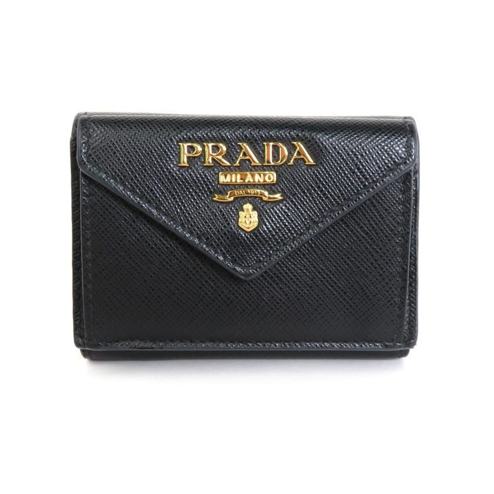 Prada Womens Folding Wallets, Black