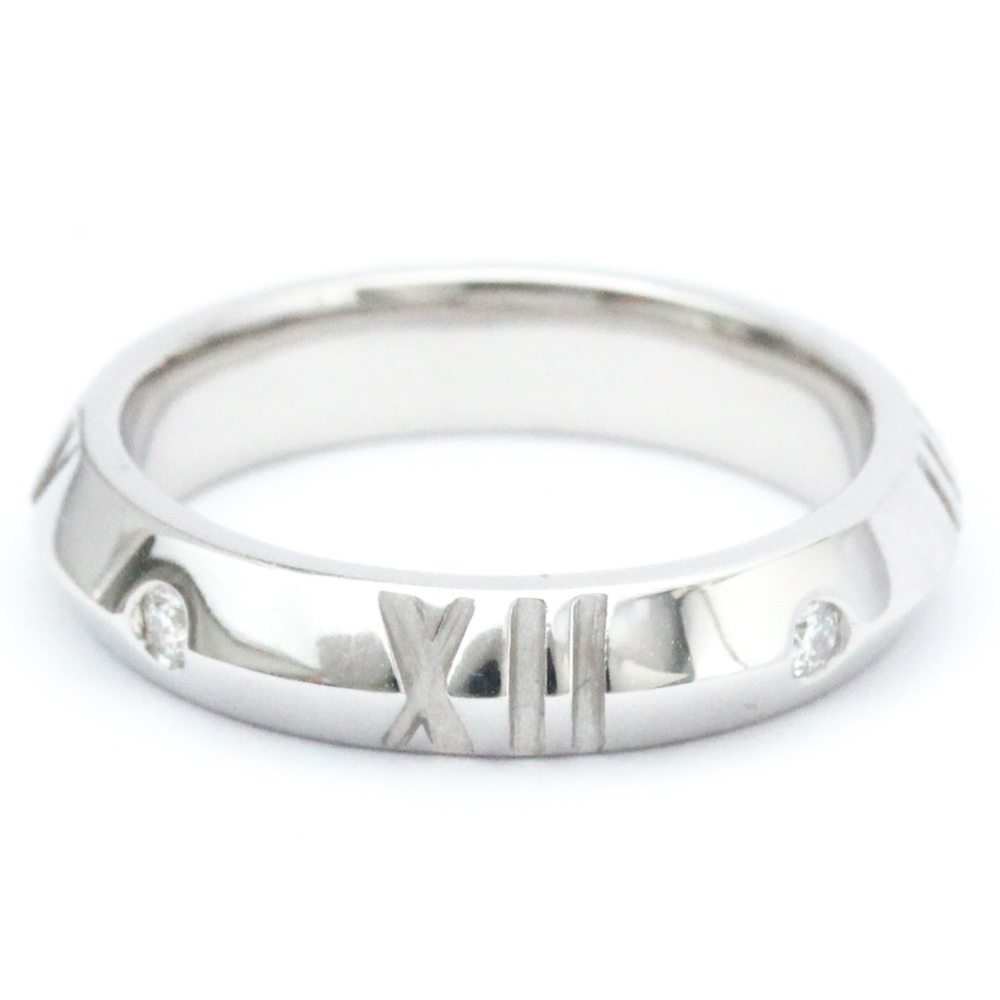 Tiffany & Co. Atlas 18k White Gold Open Roman Numeral Ring Sz. 7