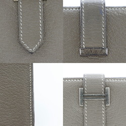 HERMES Hermes Bearn Souffle Long Wallet Chevre Etoupe Silver Metal Fittings T Women's
