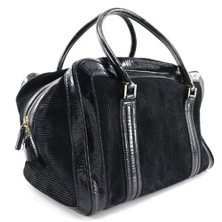 Anya Hindmarch Boston Bag Suede x Enamel Black Ladies