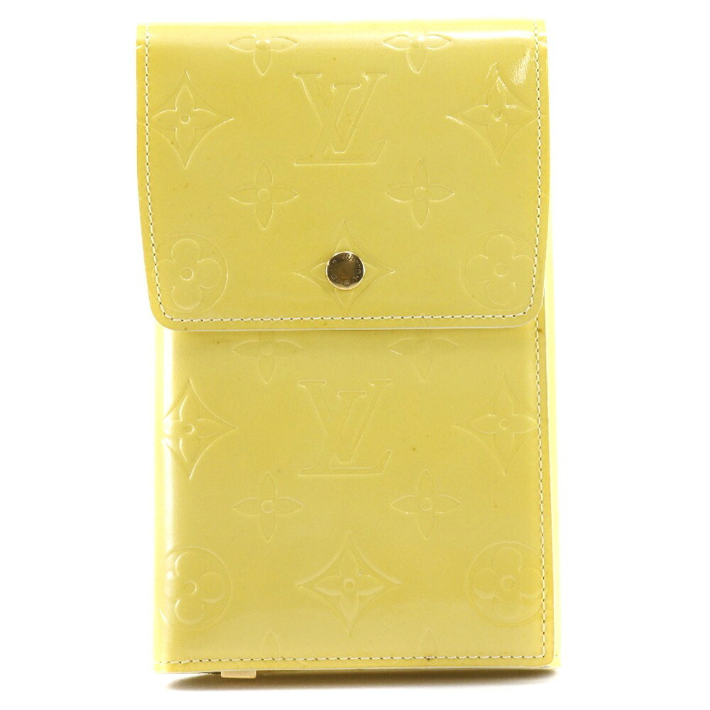 LOUIS VUITTON Louis Vuitton Walker Trifold Wallet 2WAY Shoulder M91153  Monogram Verni x Patent Leather Yellow VI0969 Ladies