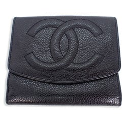 CHANEL Chanel caviar skin black trifold wallet