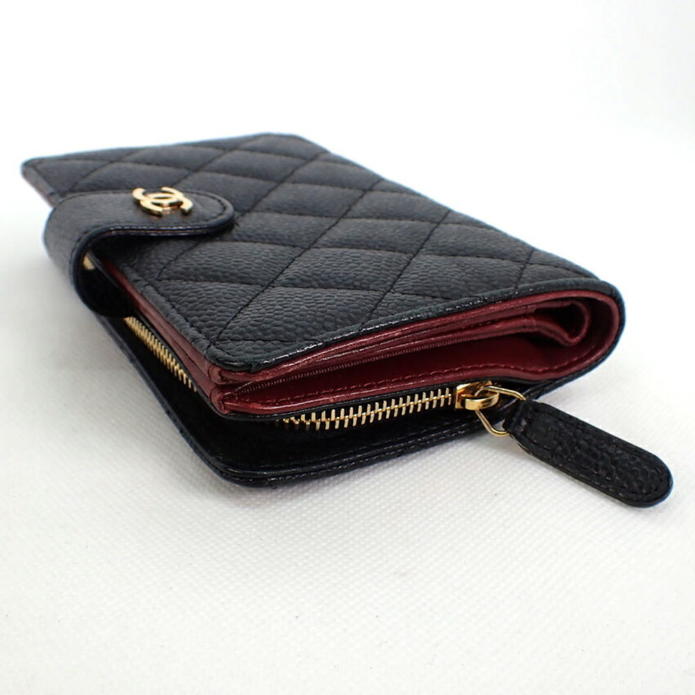 Chanel Heart Spade Motif Matelasse Small Wallet Black AP3081 Caviar Leather