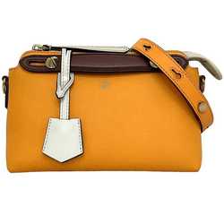 Fendi 2way visor way orange white brown 8BL145 leather FENDI shoulder bag handbag pochette studs ladies