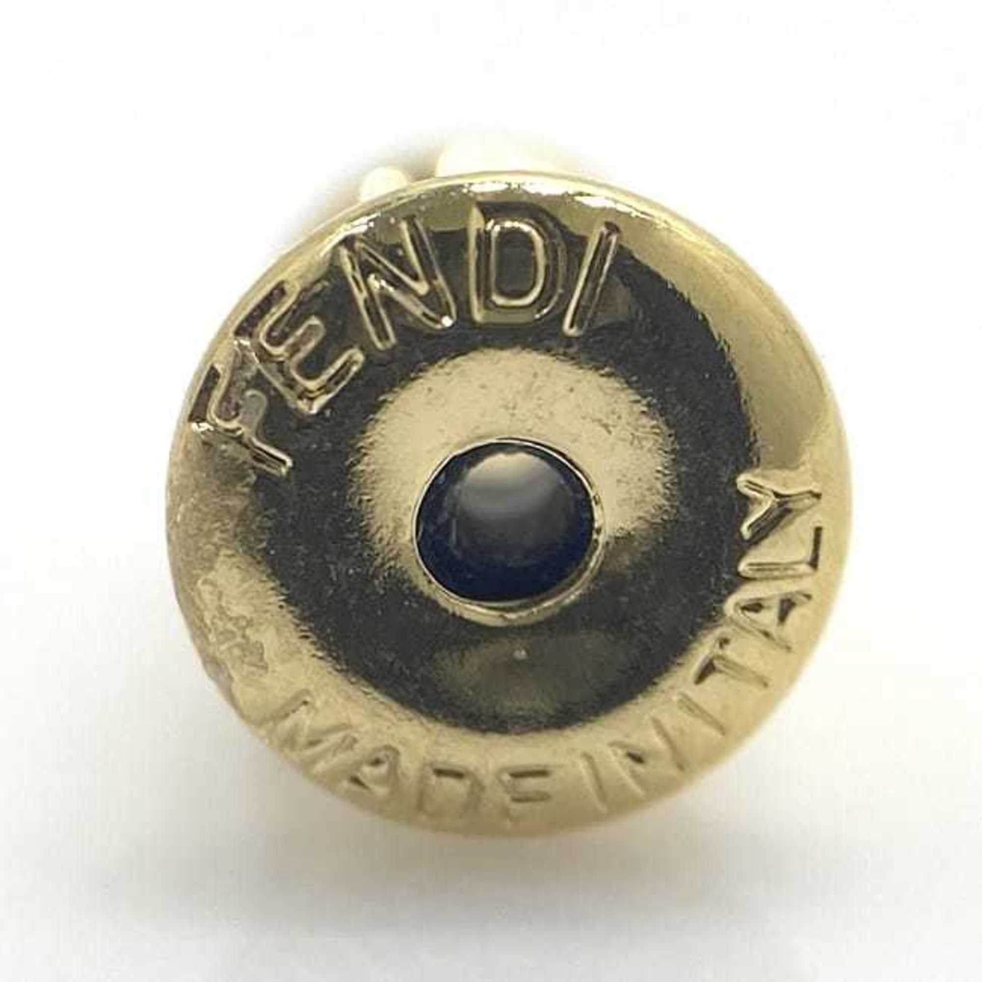 Fendi Earrings Gold Fizu 8AH982-4G Rhinestone GP FENDI FF Hoop Circle