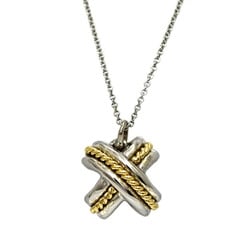 Tiffany Signature Cross Necklace Silver Yellow Gold YG 925 750 TIFFANY&Co. Combination Pendant Ladies