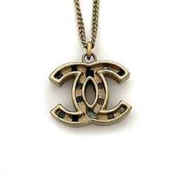 Chanel necklace gold navy blue coco mark GP rhinestone 07 A CHANEL ladies