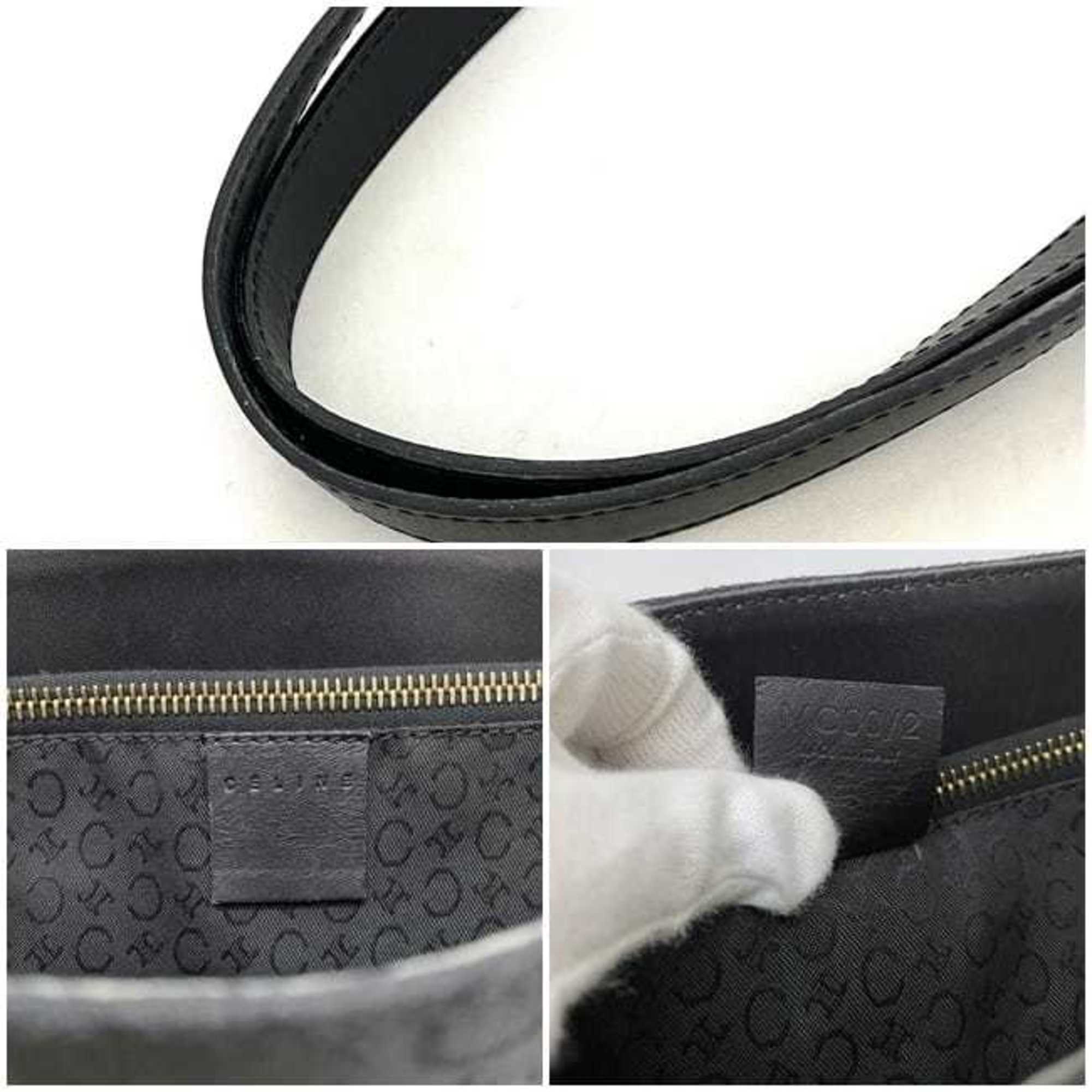 Celine Tote Bag Black Gold C Macadam MC00/2 Canvas Leather CELINE CC Shoulder Ladies