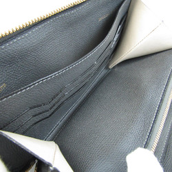 Valextra V9L06-028-FL-OC Men,Women Leather Long Wallet (bi-fold) Dark Gray