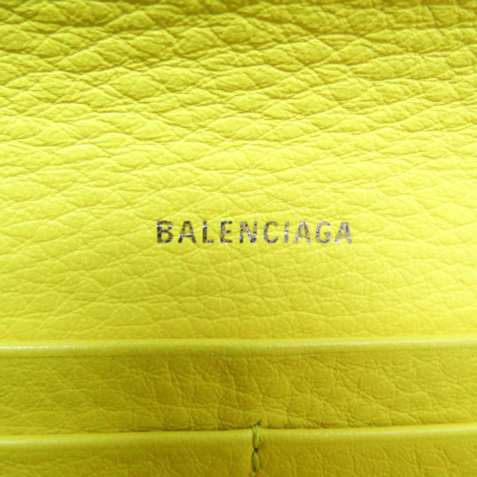 Balenciaga Papier Thin Manny 499207 Women,Men Leather Long Wallet (bi-fold) Yellow