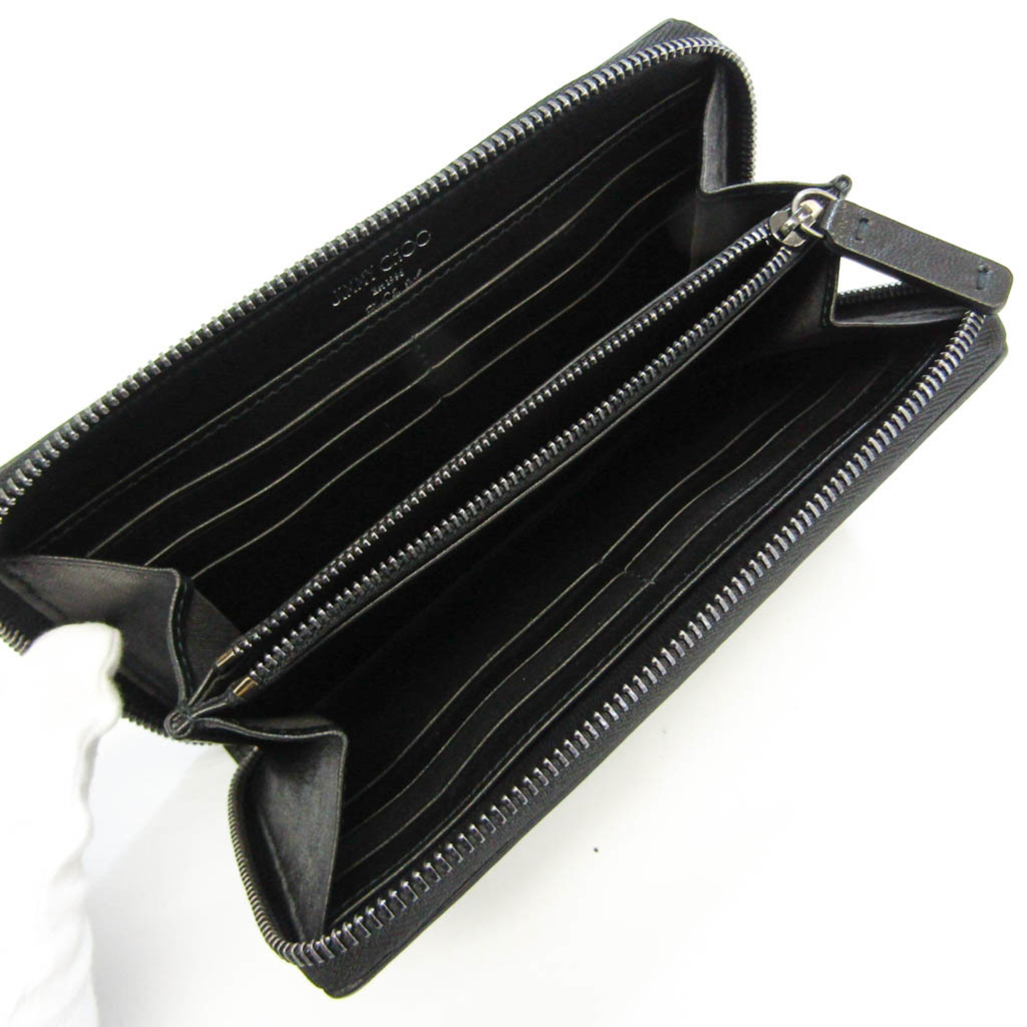 Jimmy Choo FILIPA Women's Leather Studded Long Wallet (bi-fold) Black