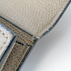 Valextra Men,Women Leather Long Wallet (bi-fold) Gray Beige