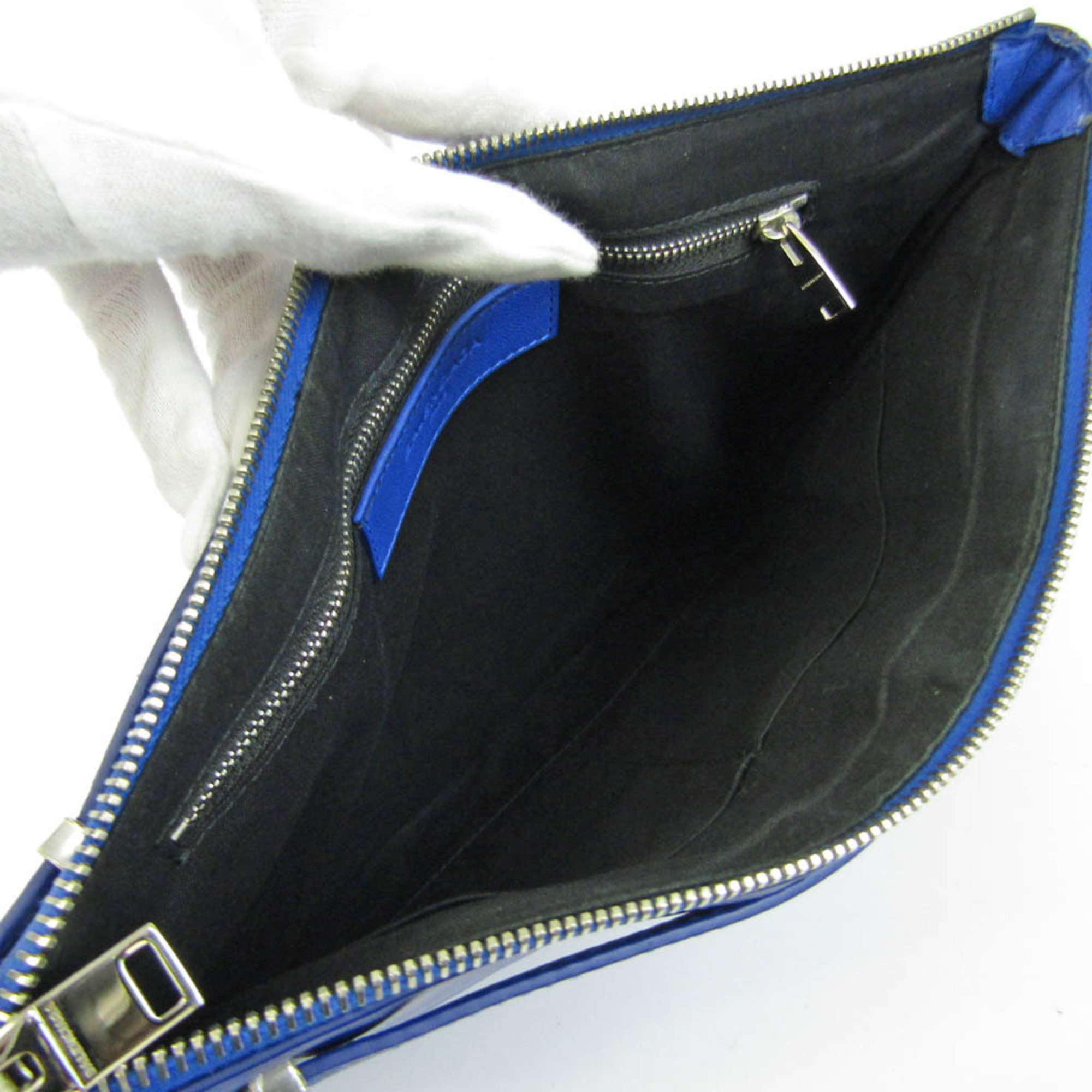 Balenciaga ILIAS CLIP 358308 Men,Women Leather Clutch Bag Blue