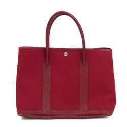 Hermes Garden Party GM Men,Women Toile H,Leather Tote Bag Red Color