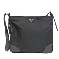Prada TESSUTO Women,Men Leather,Nylon Canvas Shoulder Bag Black,Nero
