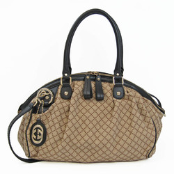 Gucci Sukey Diamante 223974 Women's Canvas,Leather Handbag,Shoulder Bag Beige,Black,Brown