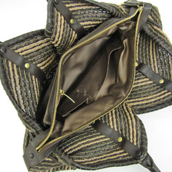 Salvatore Ferragamo Woven DH-21 6804 Women's Leather Tote Bag Dark Brown,Grayish,Pink Beige