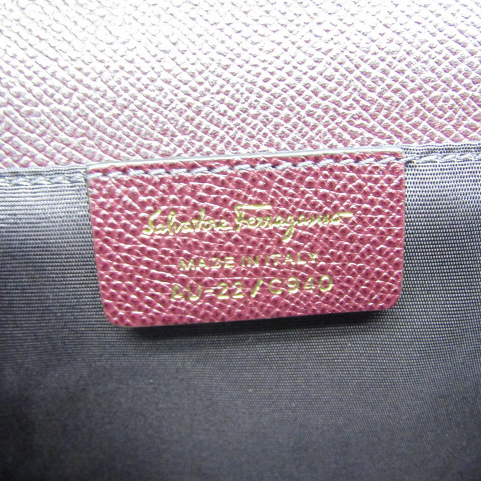 Salvatore Ferragamo Vara Ribbon AU-22 C940 Women's Leather Shoulder Bag Bordeaux