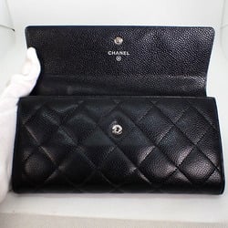 CHANEL Chanel caviar skin matelasse black long wallet