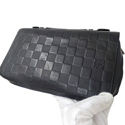 Auth Louis Vuitton Damier Infini Zippy XL N61254 Men's Long Wallet Onyx