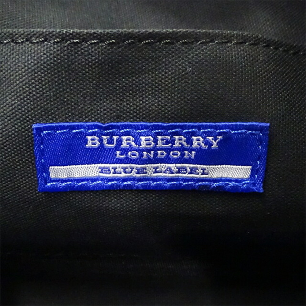 BURBERRY-Blue-Label-Canvas-Leather-Shoulder-Bag-Black-Beige