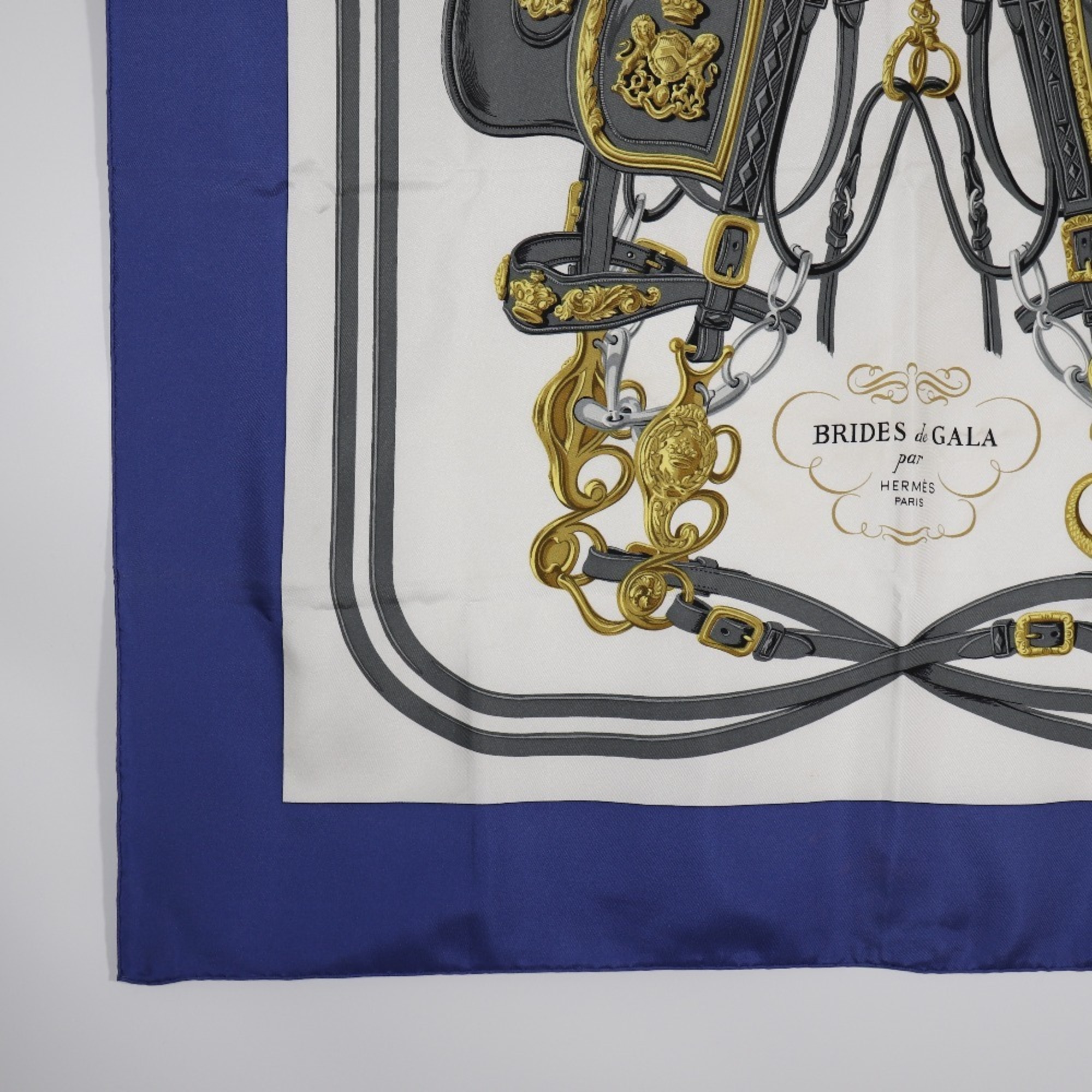 HERMES Hermes Carre 90 Scarf BRIDES de GALA Ceremony Horse Bridle Silk Blue Ladies