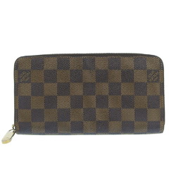 Louis Vuitton Damier Ebene Canvas Brown Leather Zippy Wallet