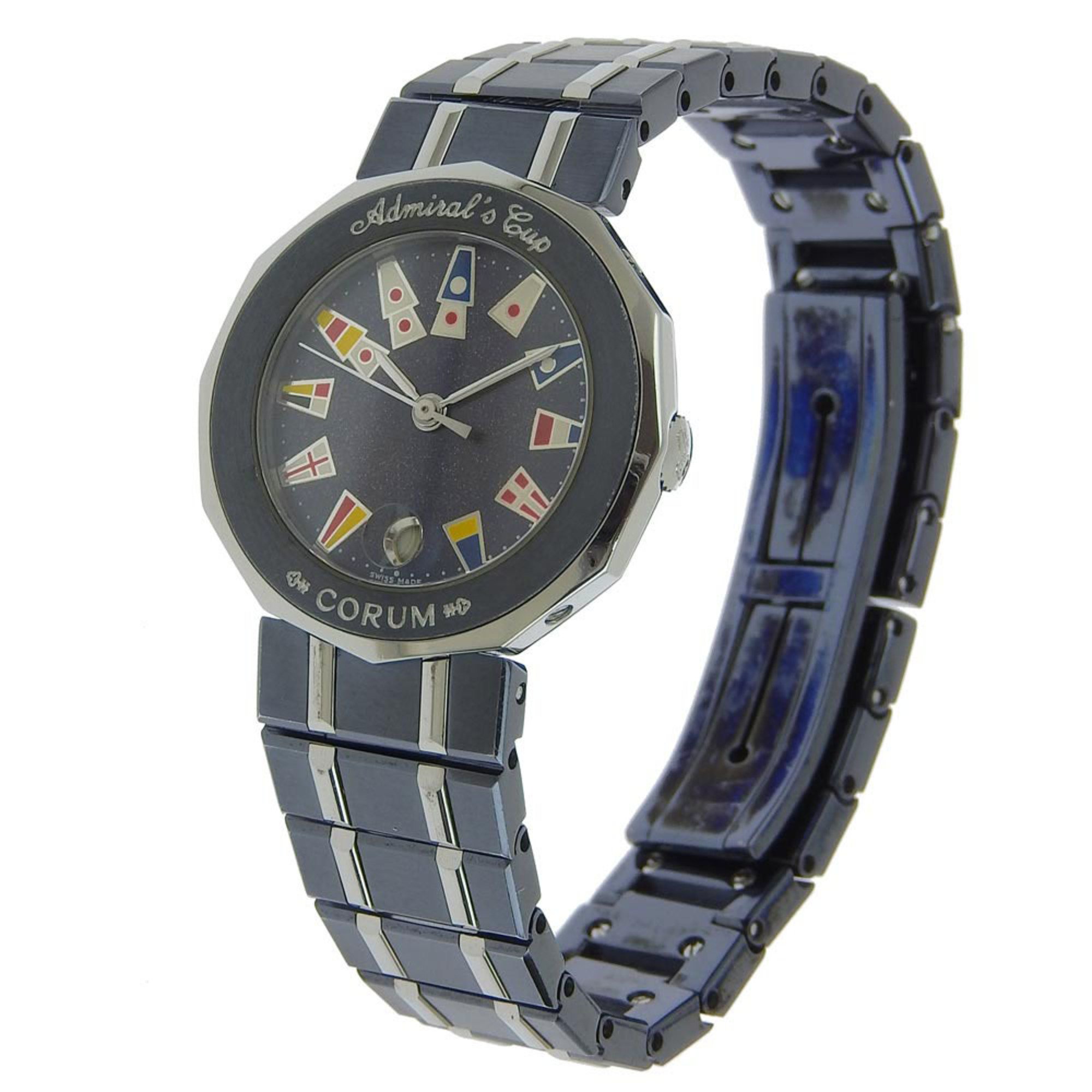 CORUM Corum Admiral's Cup Watch 39.610.30 V-50 Stainless Steel x Gun Blue Navy Quartz Analog Display Women's Dial