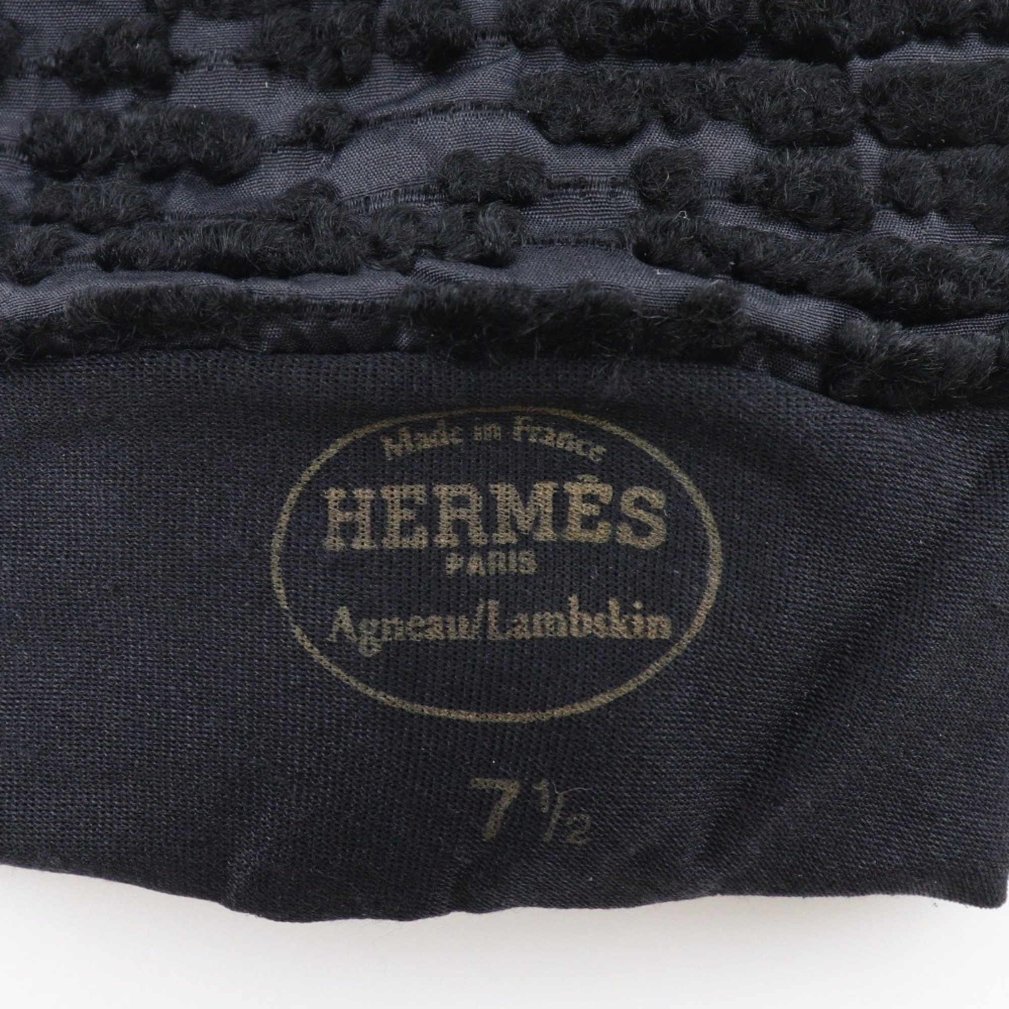 HERMES Hermes glove gloves lambskin x satin black ladies