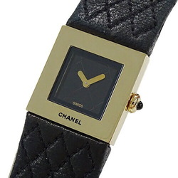 Chanel CHANEL Watch Ladies Matelasse Quartz 750YG Leather H0109 Gold Black Square Polished
