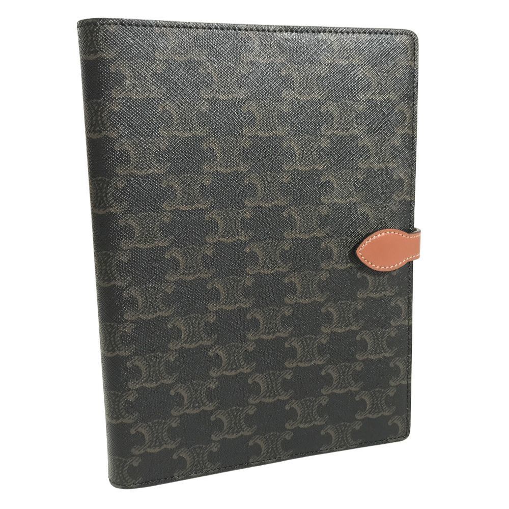 Celine - Medium Notebook Cover in Triomphe Canvas and Calfskin Leather - Brown - for Women