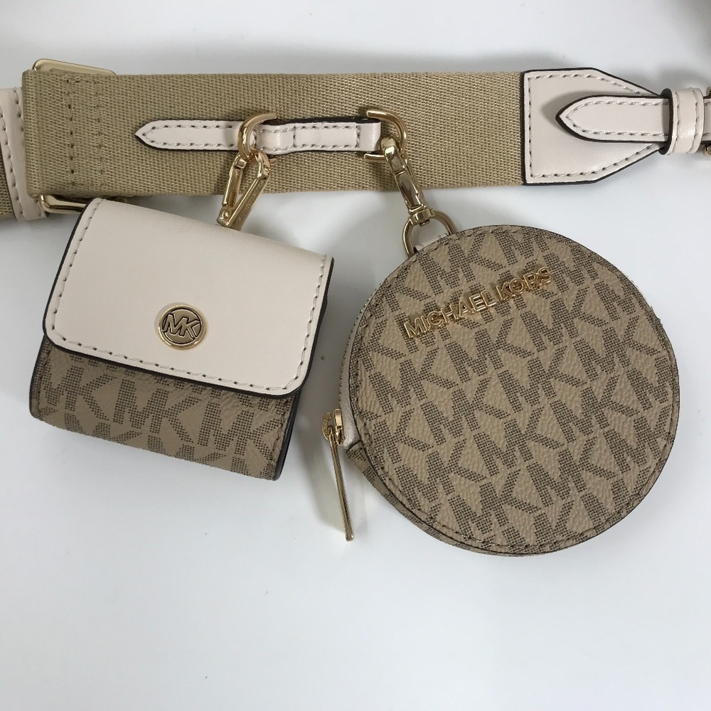 Michael Kors shoulder bag crossbody with tech attach small MK signature  35S3GTVC1U PVC canvas leather ladies