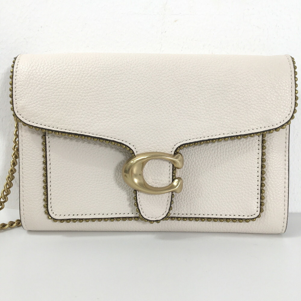 2000s White Coach Purse Gold Chain Coach Shoulder Bag 