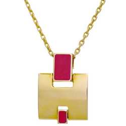 Hermes Necklace Irene Gold Pink H146201 GP HERMES Pendant Top H Women's 45cm 50cm