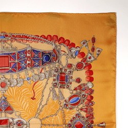 HERMES Hermes Carre 90 Scarf TERRES PRECIEUSES Silk Orange Women's