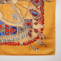 HERMES Hermes Carre 90 Scarf TERRES PRECIEUSES Silk Orange Women's