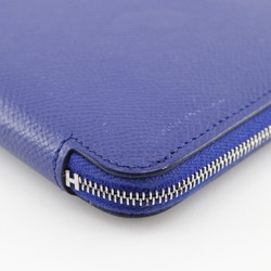 HERMES Hermes Azap Silk In Long Wallet Vo Epsom x Blue Electric Blue/Silver Metal Fittings C Women's