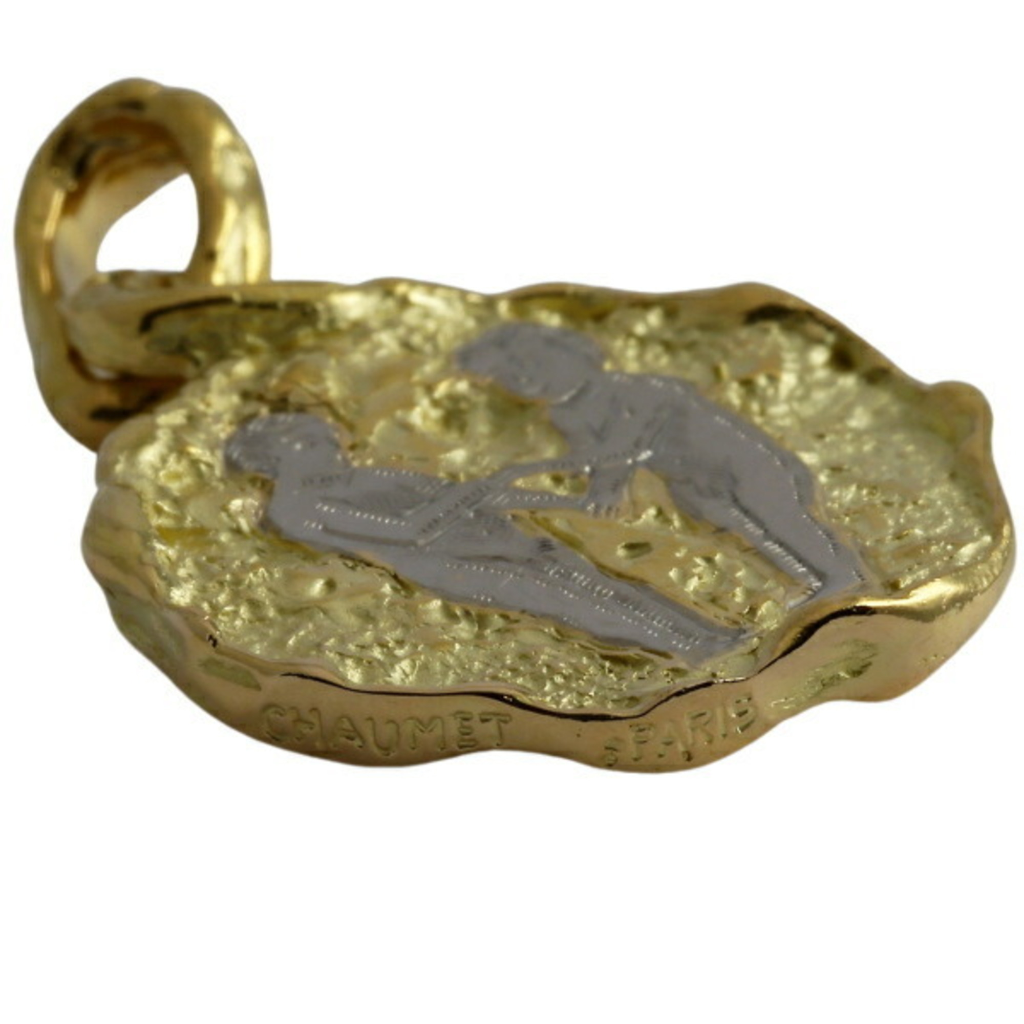 Chaumet Coin Gemini Necklace/Pendant K18YG Yellow Gold K18WG White Pen Head