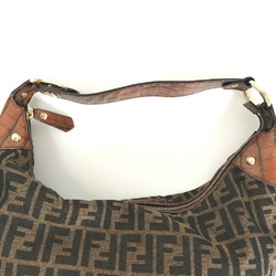 Fendi Embossed Leather Shoulder Bag - Brown