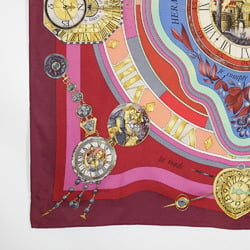 HERMES Hermes Carre 90 scarf parmi les fleurs je compte heures time spent in flowers silk red ladies