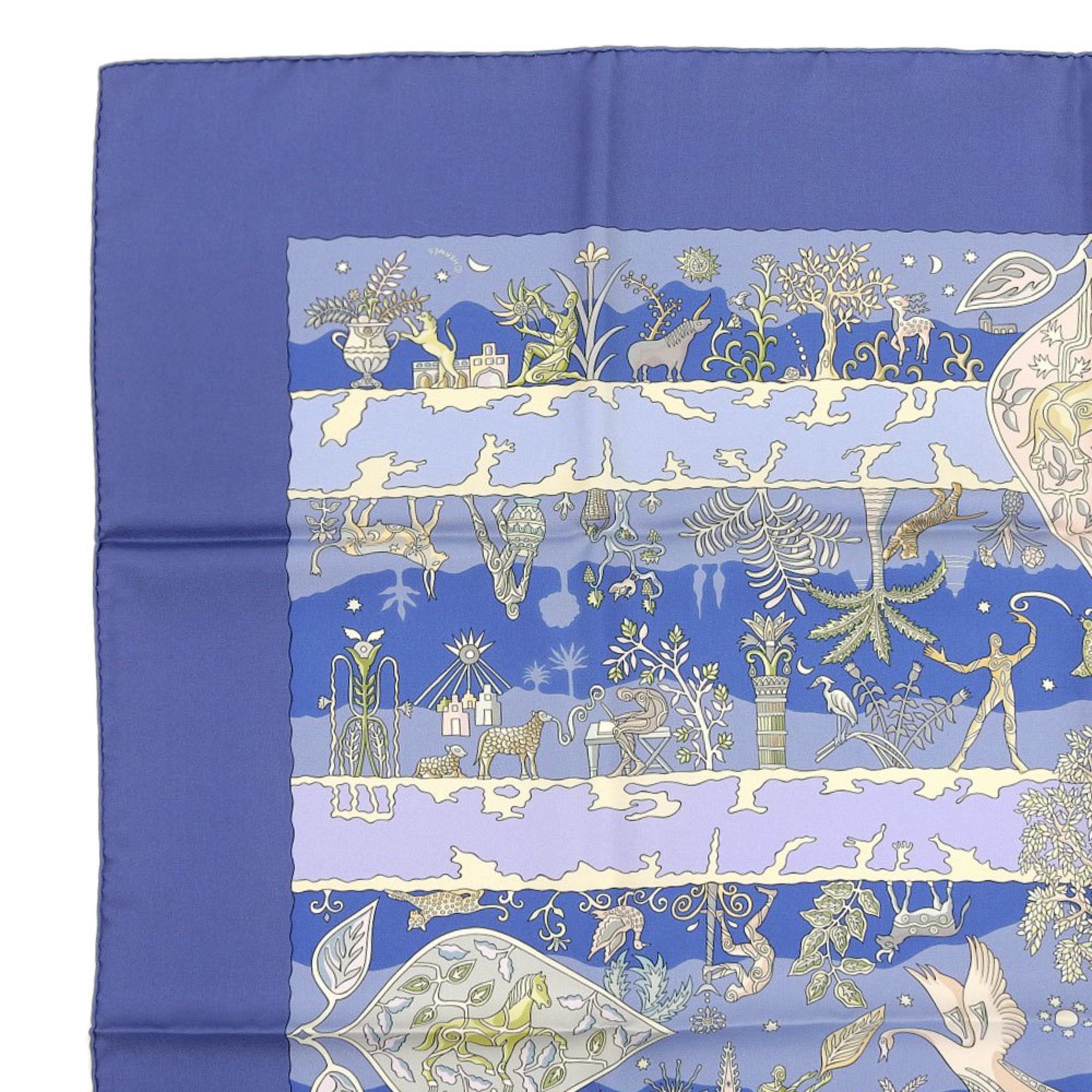 HERMES Hermes Carre 90 scarf River fertiles fertile river silk blue ladies