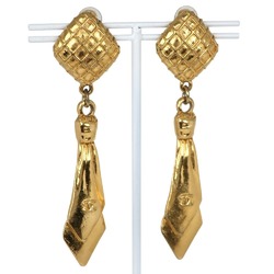 CHANEL Chanel tie motif earrings here mark vintage gold plated ladies