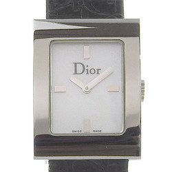 Dior Christian Maris Watch D78-109 Stainless Steel x Leather Silver Quartz Analog Display Ladies White Shell Dial