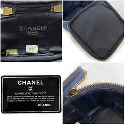 Chanel Handbag Vanity Cocomark A07058 Canvas Leather GP 4th CHANEL Pouch Double Stitch