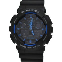 Casio watch G-Shock black blue GA-100-1A2DR men's rubber SS quartz CASIO Chrono Digiana battery type G-shock digital analog