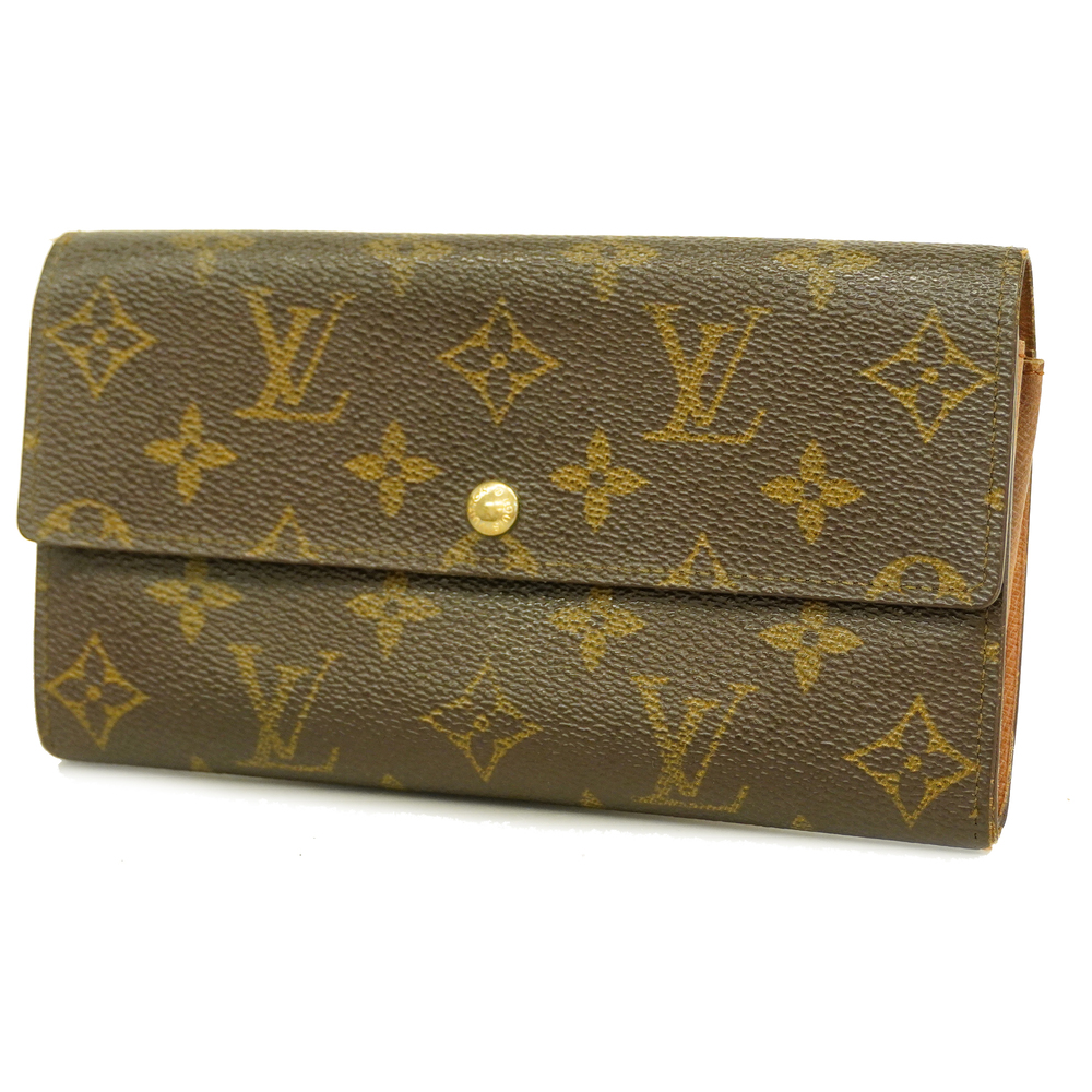 Louis Vuitton Auth Louis Vuitton Monogram Porto Mone Credit M61725 Unisex  Long Wallet