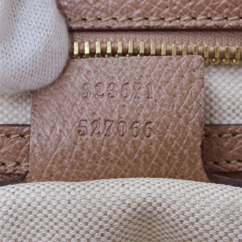 Gucci GG Beige Canvas Orange Leather Bree Zip Tote Bag 323671