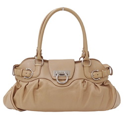 Salvatore Ferragamo Bag Ladies Gancini Handbag Leather Beige