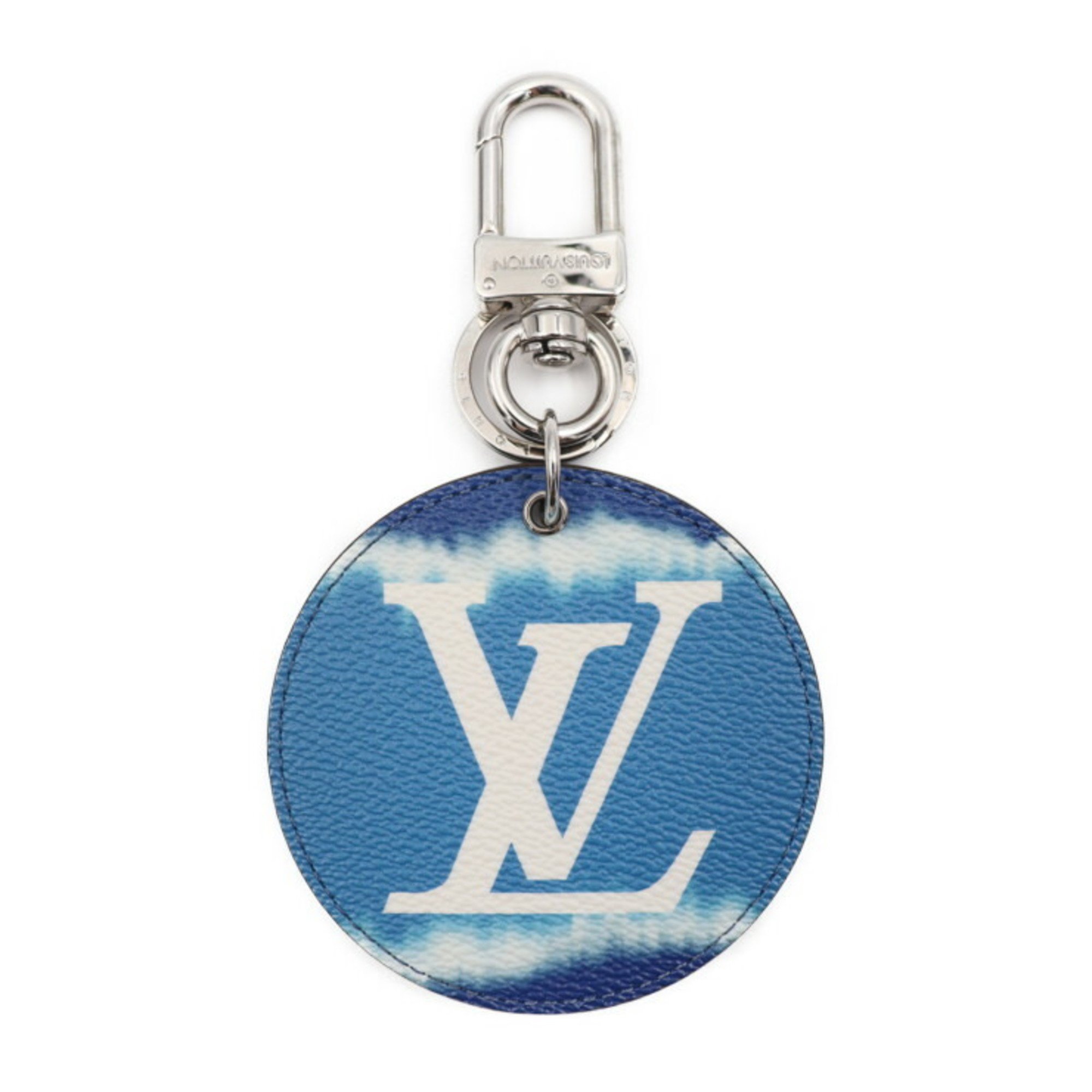 LOUIS VUITTON Louis Vuitton Portocre Illustre Keychain M69272 Leather Blue White Silver Metal Fittings Key Ring Bag Charm